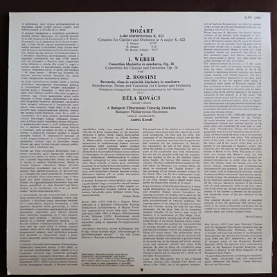 Bela Kovacs - Mozart, Weber, Rossini - Clarinet Concertos