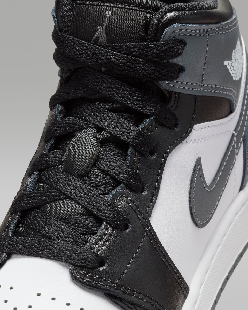 Nike GS Air Jordan 1 Mid Black White Iron Grey DQ8423-001 Nike GS Air Jordan 1 Mid Black White Iron Grey DQ8423-001