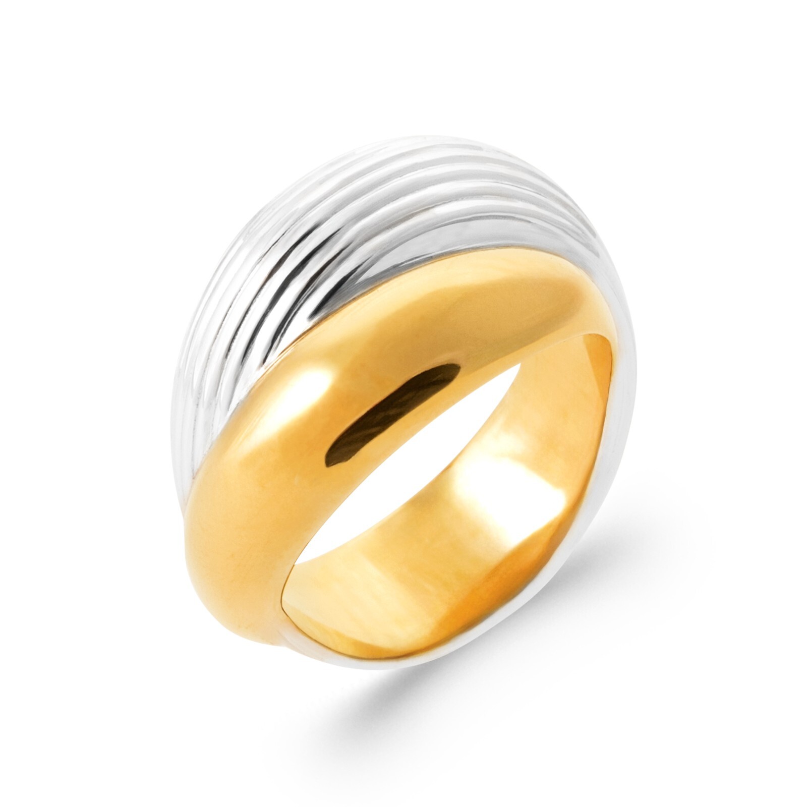 Bague en plaqué or jaune et blanc anneau double lisse pour rayonner au quotidien