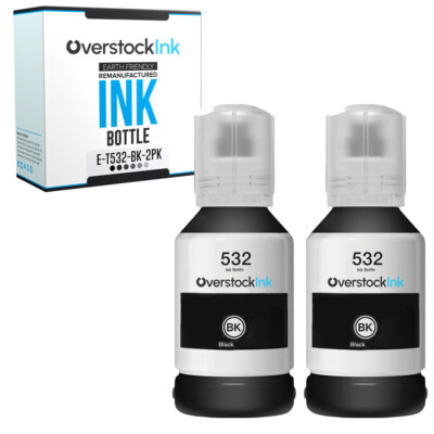 2-Pack Compatible OSI Epson 532 Ink Bottle Black for EcoTank ET-M3170 ET-M1170