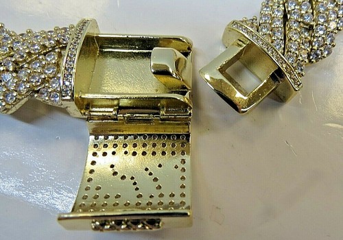 GLD Diamond Prong Cuban Necklace 19.5" Length Yellow Gold Plated 18k - Picture 6 of 9