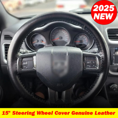 14.5-15'' DIY Steering Wheel Cover  Leather For MITSUBISHI Black New
