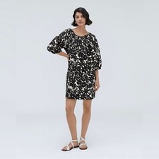 NWOT Everlane The Seersucker Floral Puff Sleeve Mini Dress Organic Cotton Medium