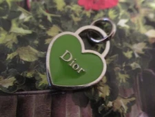 DIOR ZIP PULL charm 14x17MM GREEN, SILVER  tone, LOT  1