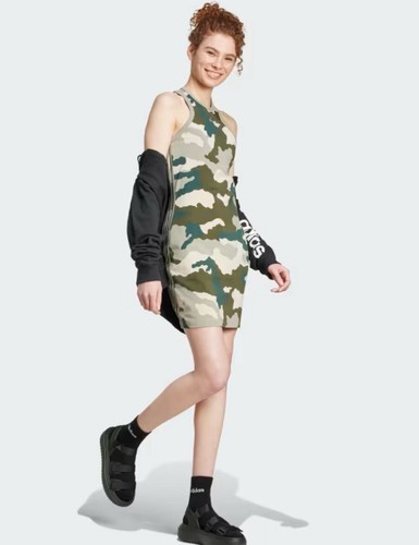 Adidas Women’s ESSENTIALS 3-STRIPES CAMO PRINT RACER BACK TANK DRESS Size S New