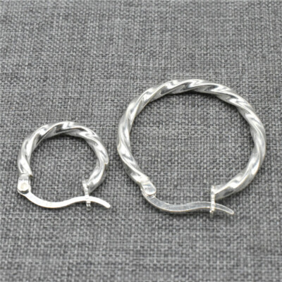 2 Pairs Sterling Silver Twist Tube Eurowire Hoops 925 Silver Earring Wire Hoops