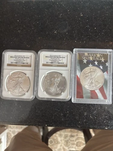 2013 Silver Eagles Uncirculated. Lot of 3 Coins.