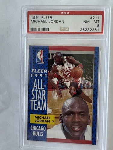 1991 FLEER MICHAEL JORDAN #211 All Star Bulls PSA 8 NM/MT