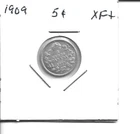 1909  CANADA 5 CENTS SILVER FISH SCALES BETTER GRADE