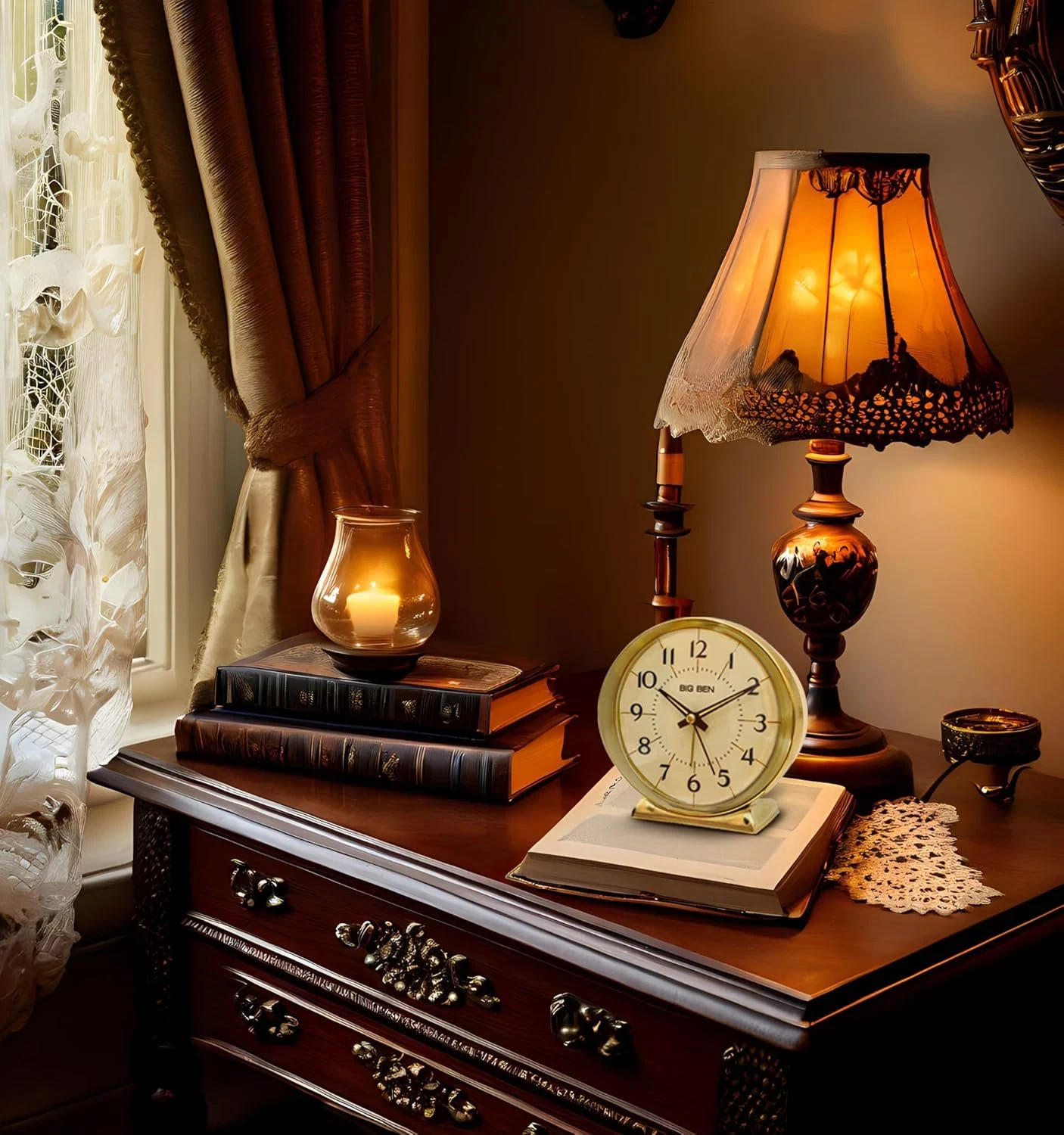 Big Ben Classic Battery Operated Bedside Alarm Clock with Loud Alarm, 10605QA
