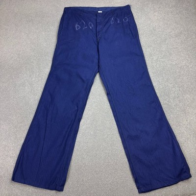 VINTAGE französische Hose Erwachsene 34x32 blau Workwear Fischgrät Chore Utility Herren