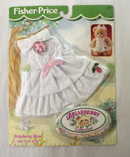 VINTAGE 1998 Fisher Price Briarberry Bear Collection White Dress Lace Bow 71763
