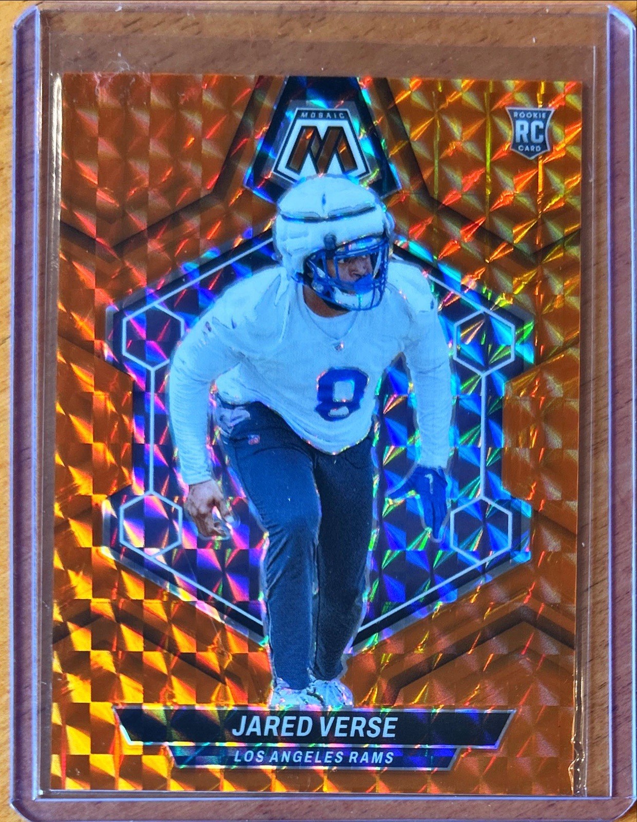 2024 Panini Mosaic #319 Jared Verse Mosaic Orange #102/199 Los Angeles Rams RC