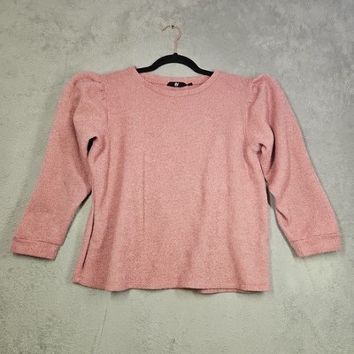 FIG Women's Rosy Dusty Pink Lightly Marled Sweater Puff 3/4 Sleeve Sz XXL 