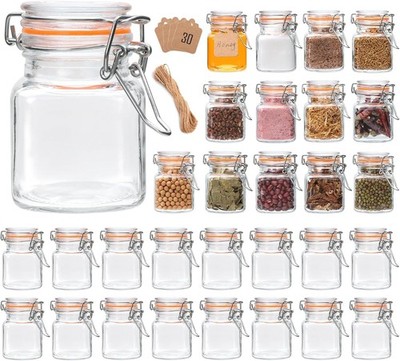 4 oz Glass Mason Jars with Airtight Hinged Lids, 30 Pack for Spices & Kitchen