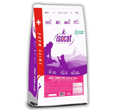 Iso-Cat Premium Katzenfutter Adult Grain Free Pork & Peas 10 Kg *getreidefrei*