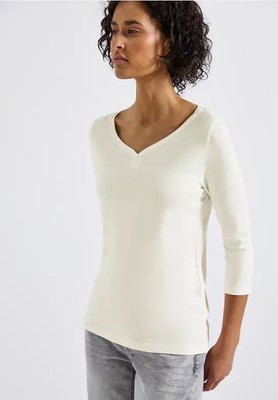 STREET ONE 323993 BASIC Shirt 3/4 Arm uni Basic Knopfdetail Alltag Büro weiß