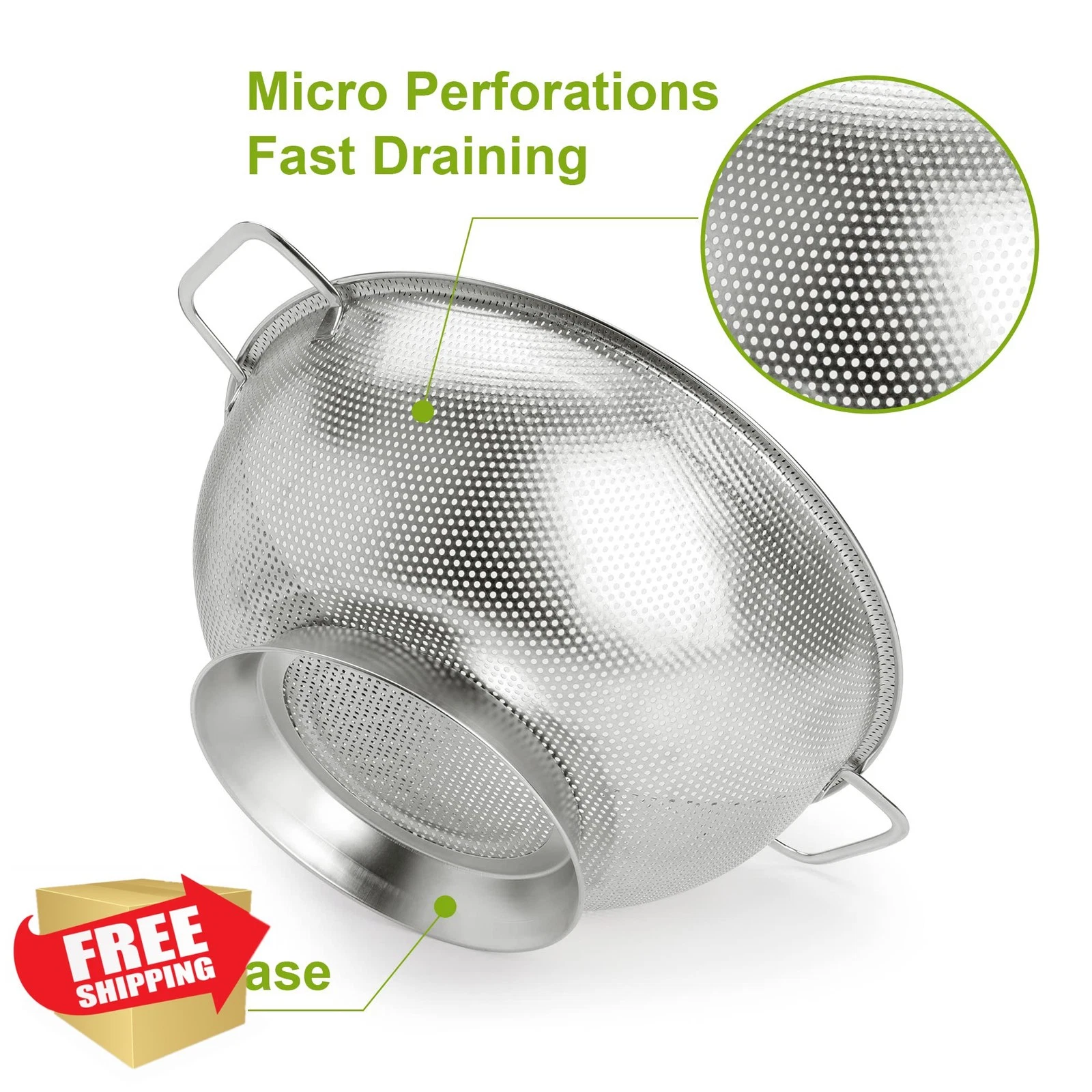 Gulex Colander Stainless Steel 3-Quart Kitchen Food Strainer