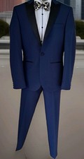NEXT MENS YOUTH SKINNY FIT MACHINE WASH TUXEDO SUIT JACKET 36R PANTS 28R BOW TIE