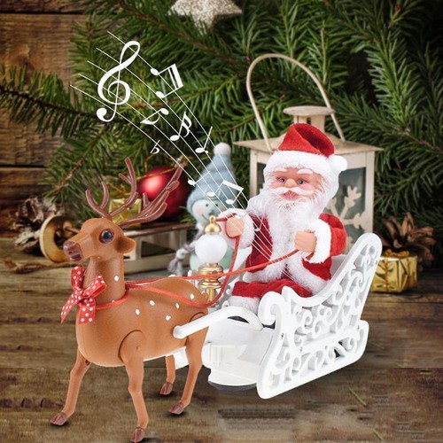 Weihnachtsmann auf Schlitten mit Musik, Puppenspielzeug, batteriebetrieben, elek