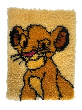 VTG The Lion King Simba Cub Latch Hook Handmade Wall Hanging Rug Disney Decor
