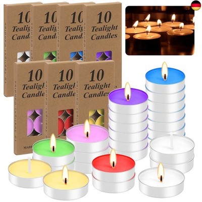 Tanstic 70Pcs Tea Lights Candles, 7 Colors Tealight Candles Aluminum Cup, Tea