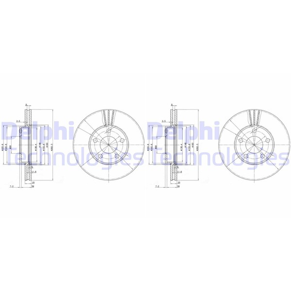 2X Delphi Bremsscheiben 282Mm BelÜFtet Vorne Passend FÜR Vw Passat | BG3199-image