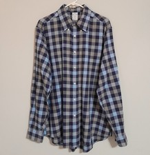 Brooks Brothers Men's Large Regent Original Polo Shirt All Cotton Blue Checkered