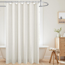 80 Inch Long Shower Curtain,Natural Linen Waterproof Farmhouse Fabric Shower Cur