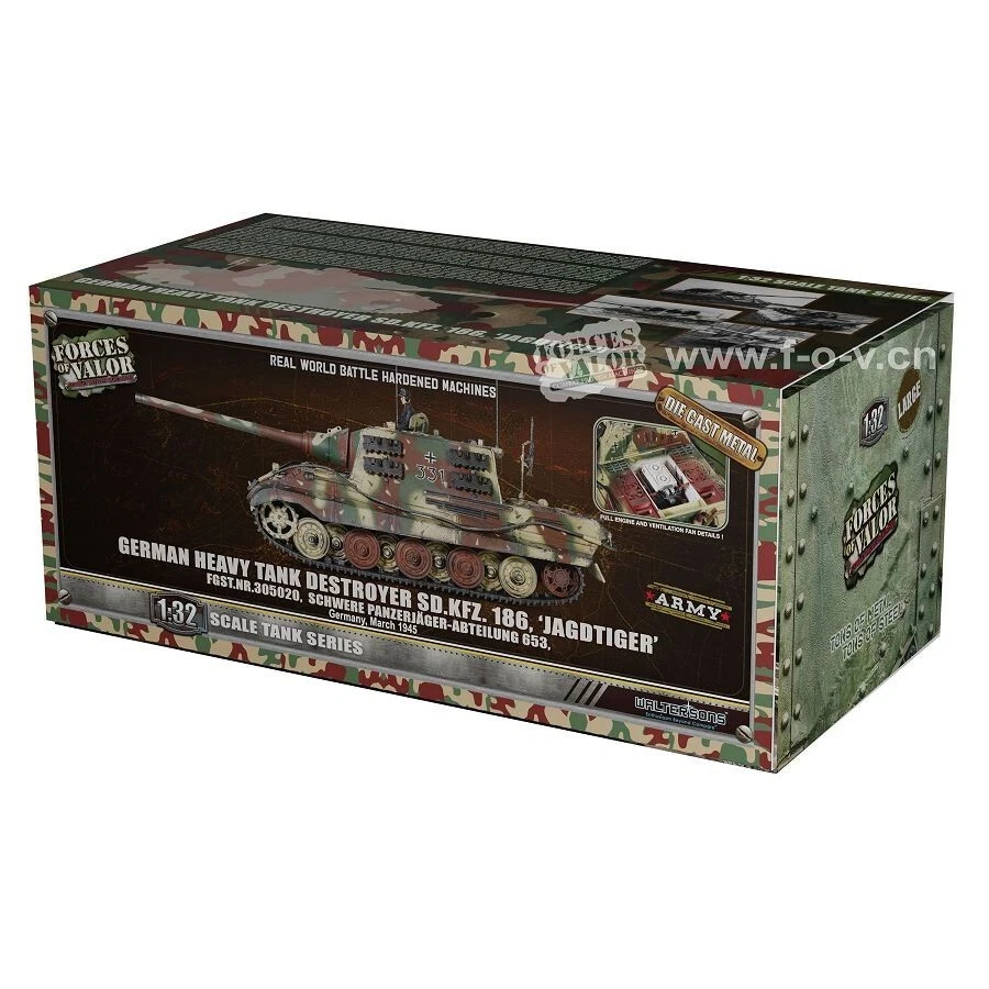 FORCES OF VALOR 801024A GERMAN TANK DESTROYER SD KFZ 186 JAGDTIGER 1/32 1506561 - Immagine 2 di 4