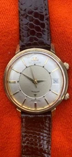 VINTAGE 1950s LECOULTRE MEMOVOX JUMBO AUTOMATIC W/DATE 14K GOLD 38MM
