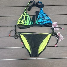 TYR Womens Mojave Tie Dye Halter Padded Top &  Side Tie Bottom Sz M NEW 