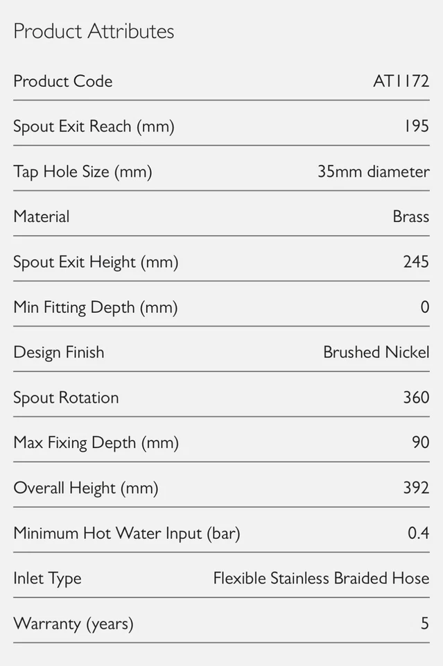 ABODE DECADENCE AT1172 MONOBLOC IN BRUSHED NICKEL Ex-Display - Image 2 of 4