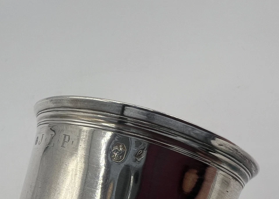 BELLE TIMBALE CURON EN ARGENT MASSIF ORIGINE FRANCE PARIS 1798 1 ER COQ - Photo 3/4