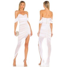 Nookie Dita Gown Off Shoulder Ruched Mesh Party Bridal Wedding Bachelorette S