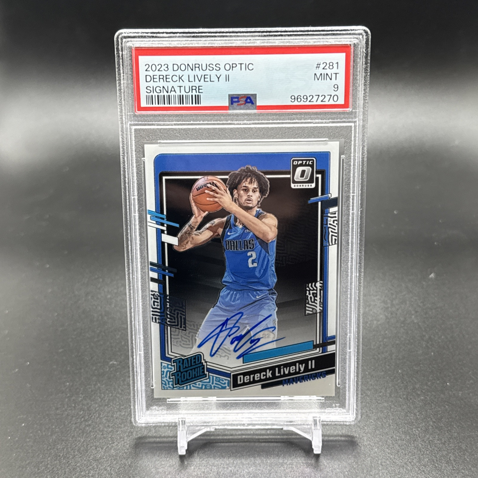 DERECK LIVELY II 2023-24 DONRUSS OPTIC RATED ROOKIE AUTOGRAPH AUTO PSA 9