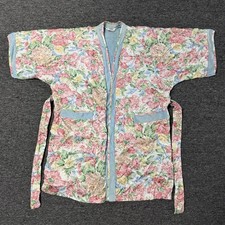Women  s Vintage 90s Cypress Floral Kimono Towel Lined Lounge Bath Robe Sz L