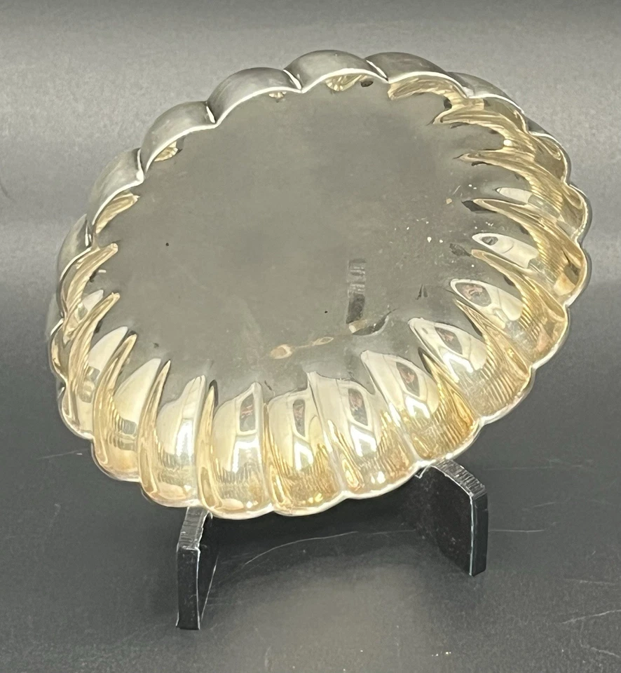 Coupelle art déco en métal argenté Wiskemann Belgique Ø9 cm - Photo 3/4