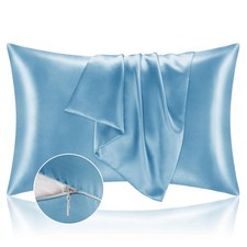 BEDELITE Satin Pillowcase with Zipper 2 Standard 20" x 26" -Zipper, Blue