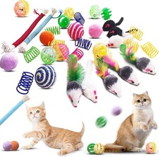 Cat Toys for Indoor Cats - 34 Packs Interactive Set with 34 Packs, Multicolor