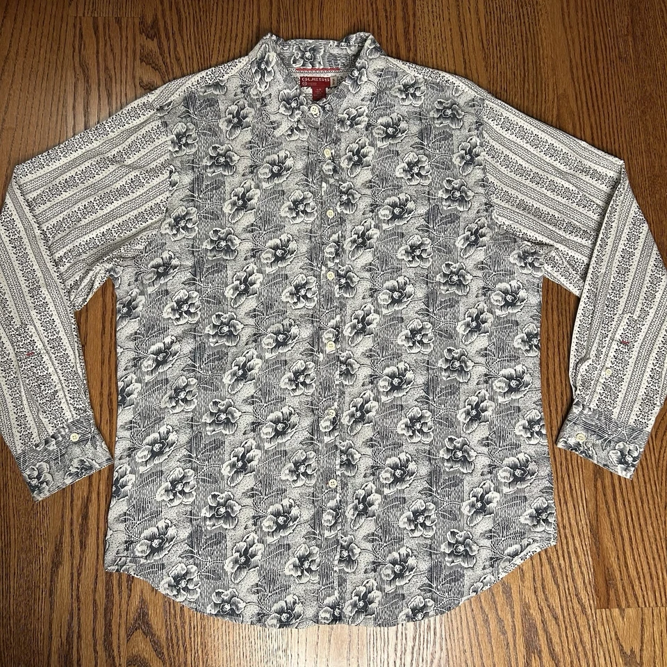 Camisa de manga larga Guess para hombre talla L floral azul blanco marrón  Foto 2 de 4