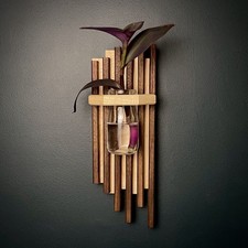 Wooden Wall Propagation Station Glass Test Tube Plant Planter Hanging Vase Decor