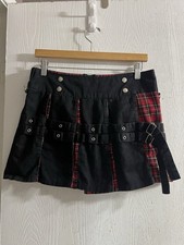 Tripp NYC Y2K Vintage Black Red Plaid Goth Punk Mini Skirt Size XS