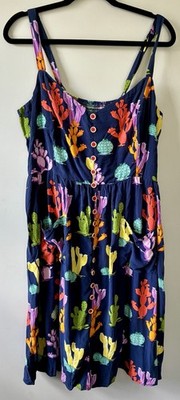 ModCloth x Collectif Cactus Swing Dress Size US 16 Bright Colors Pockets  Flowy
