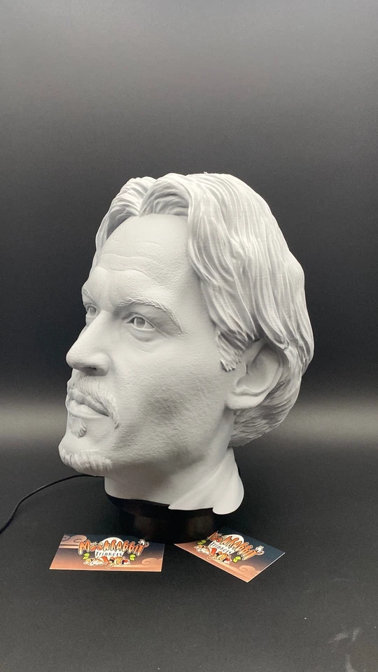 Johnny Depp Bust Headphone Stand - Pirate Jack Actor Deco - Paintable Bust Gift - Image 2 of 4