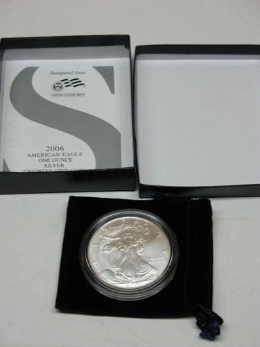 2006-W American Silver Eagle Burnished 1 oz .999 US Mint $1 Coin OGP & COA # 1