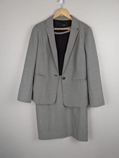 Talbots Skirt Suit Womens 12 Houndstooth Blazer Career Wool Blend