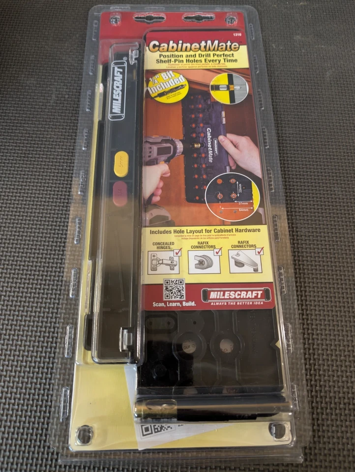 Plantilla de perforación Milescraft CabinetMate 1316 con pasador de estante - nueva sellada Foto 2 de 3