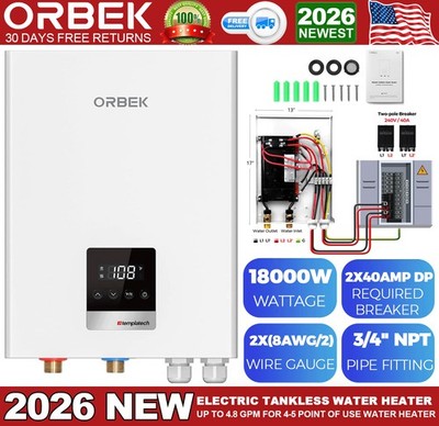 18KW Electric Tankless Water Heater Instant Hot On Demand for Whole House 240V
