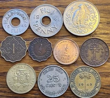 10 British Colonial Coins From 9 Different Colonies/Countries